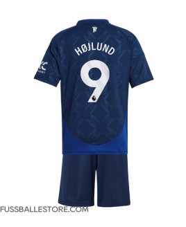 Günstige Manchester United Rasmus Hojlund #9 Auswärts Trikotsatzt Kinder 2024-25 Kurzarm (+ Kurze Hosen)